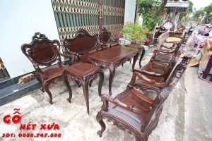 Louis tựa đục 9 món gỗ gụ