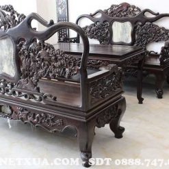 Bộ trường kỷ đục tùng hạc sắc nét