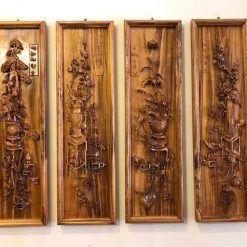 Tranh Đục Tứ Bình Gỗ Gụ Ta